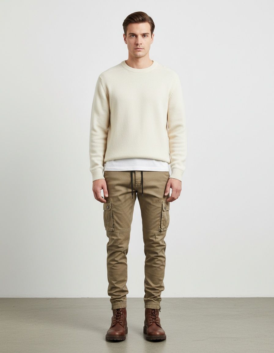 Breathable Solid Color Casual Men's Cargo Pants for Spring and Autumn