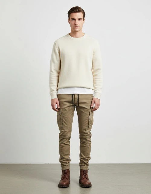 Breathable Solid Color Casual Men's Cargo Pants for Spring and Autumn