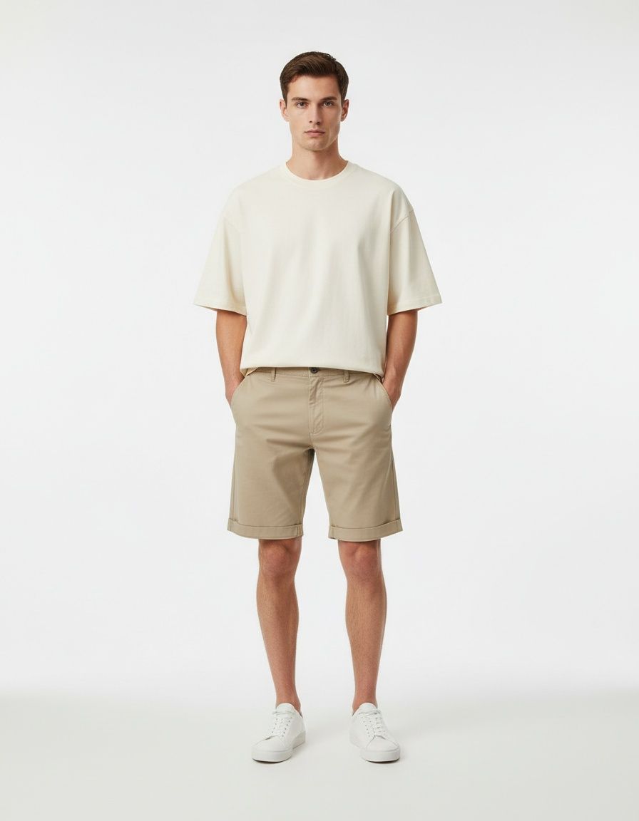 Straight-Leg Slim-Fit Men's Shorts for Summer Casual Wear