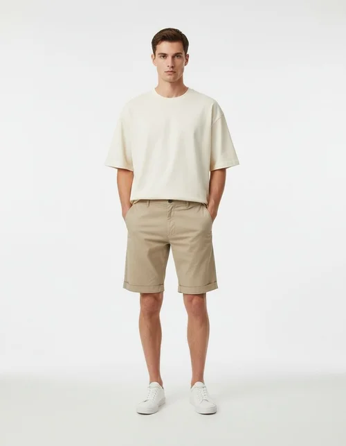 Straight-Leg Slim-Fit Men's Shorts for Summer Casual Wear