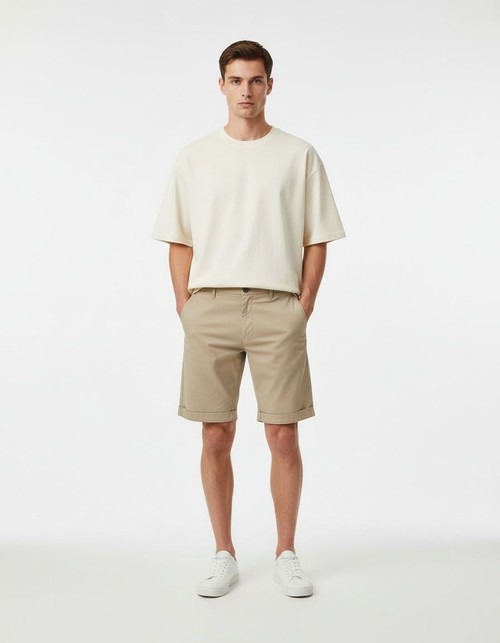 Straight-Leg Slim-Fit Men's Shorts for Summer Casual Wear