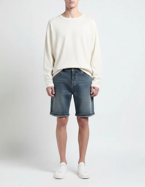 Retro Starry Sky Pattern Straight Leg Denim Shorts for Summer Casual Wear