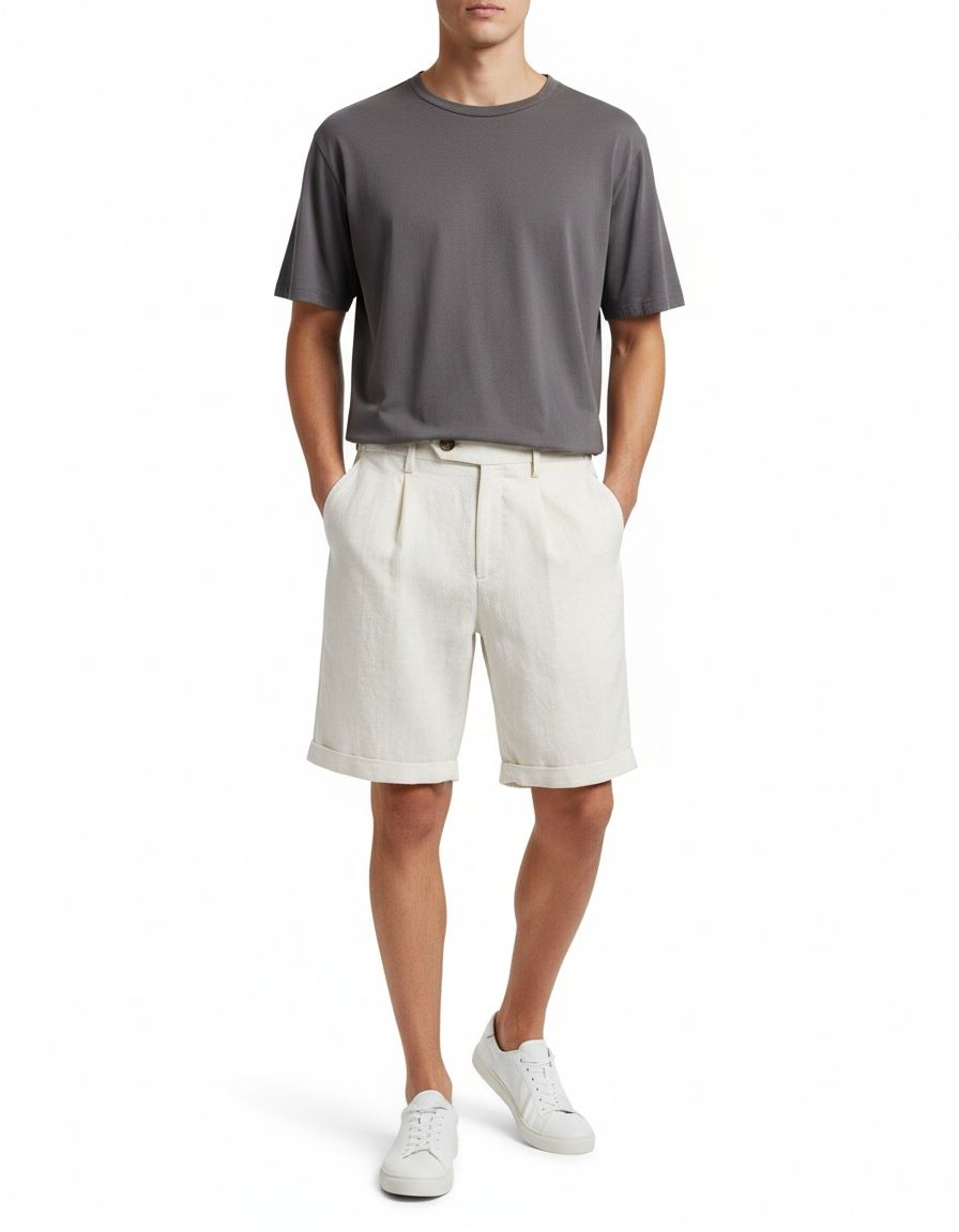 Old Money Style Business Casual Elastic Waist Men's Shorts