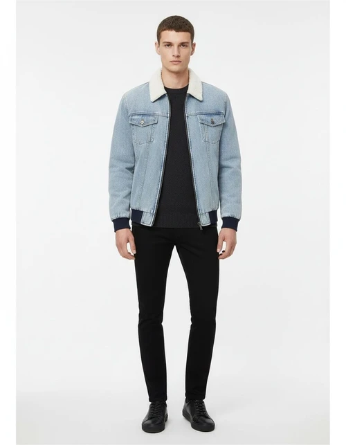 Premium Fleece-Lined Washed Men's Jacket for Autumn and Winter Casual Wear