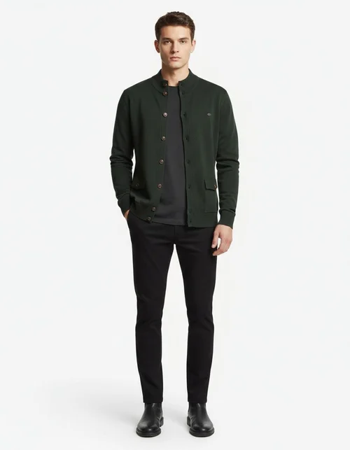 Cardigan da uomo elegante e casual, tinta unita, per autunno/inverno.