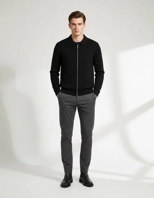 Cardigan da uomo in maglia di alta qualità con cerniera, ideale per autunno e inverno, perfetto come capospalla casual-elegante.