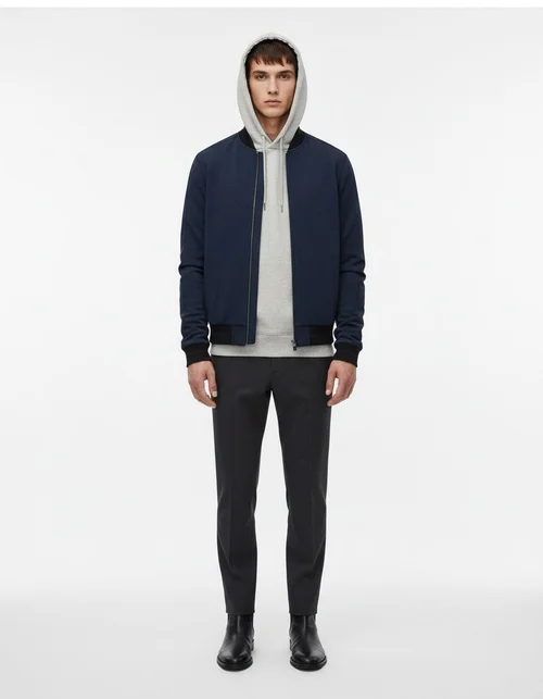 Giacca da uomo leggera con colletto stile baseball, ideale per autunno/inverno, perfetta per occasioni formali e informali.
