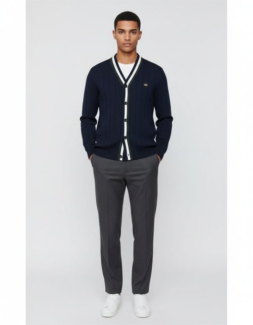 Cardigan da uomo a maniche lunghe con scollo a V e blocchi di colore, traspirante e comodo per l'inverno.