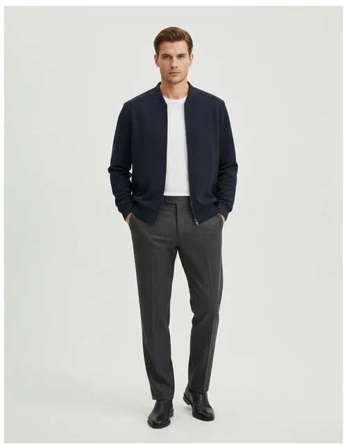 Giacca da uomo casual di alta qualità con collo alto e vestibilità slim, ideale per la primavera e l'autunno.