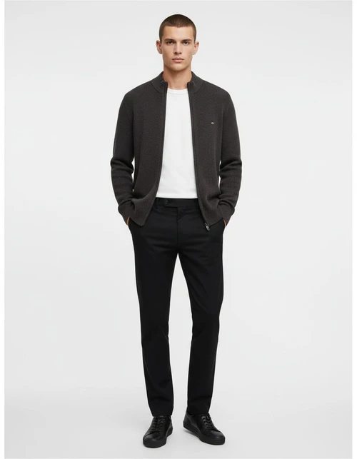 Casual Long Sleeve Zippered Men's Cardigan for Autumn and Winter Knitwear