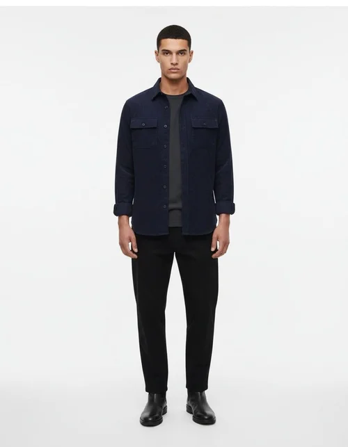 Corduroy Solid Color Long Sleeve Slim Fit Casual Autumn Winter Men's Shirt