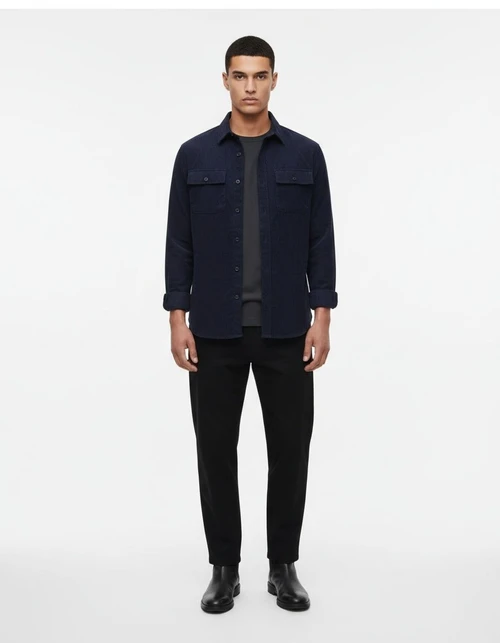 Corduroy Solid Color Long Sleeve Slim Fit Casual Autumn Winter Men's Shirt