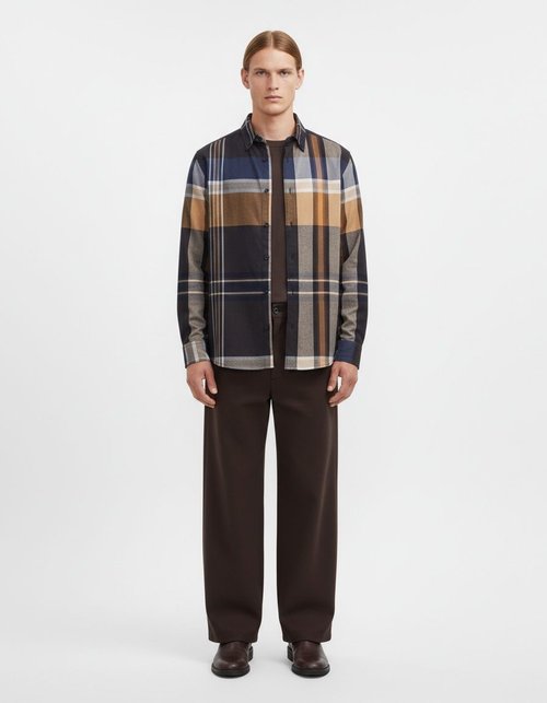 Business Casual Plaid Men's Shirt for Winter