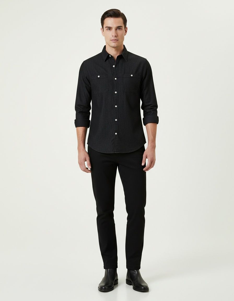 Autumn Casual Long-Sleeve Denim Men's Shirt