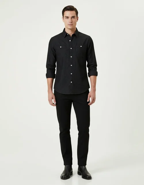Autumn Casual Long-Sleeve Denim Men's Shirt
