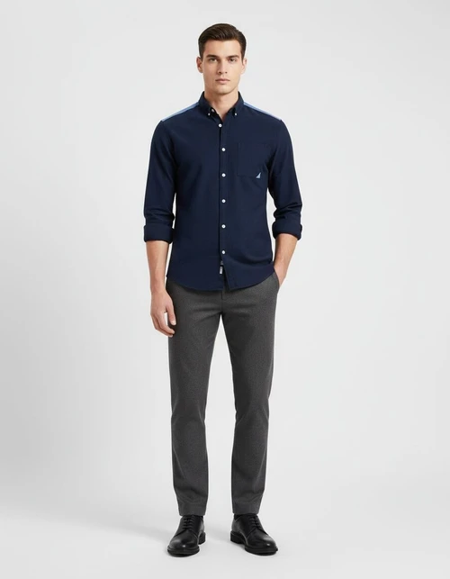 Color Block Long-Sleeved Casual Men's Shirt