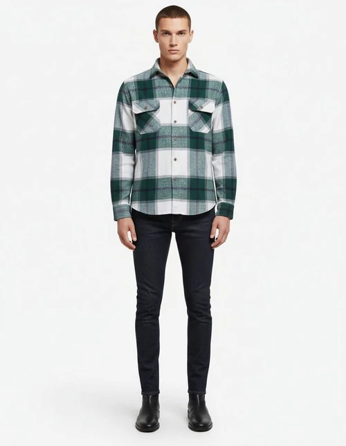 Plaid Professional Style Long Sleeve Men's Shirt with Pocket for Autumn Business Casual Wear