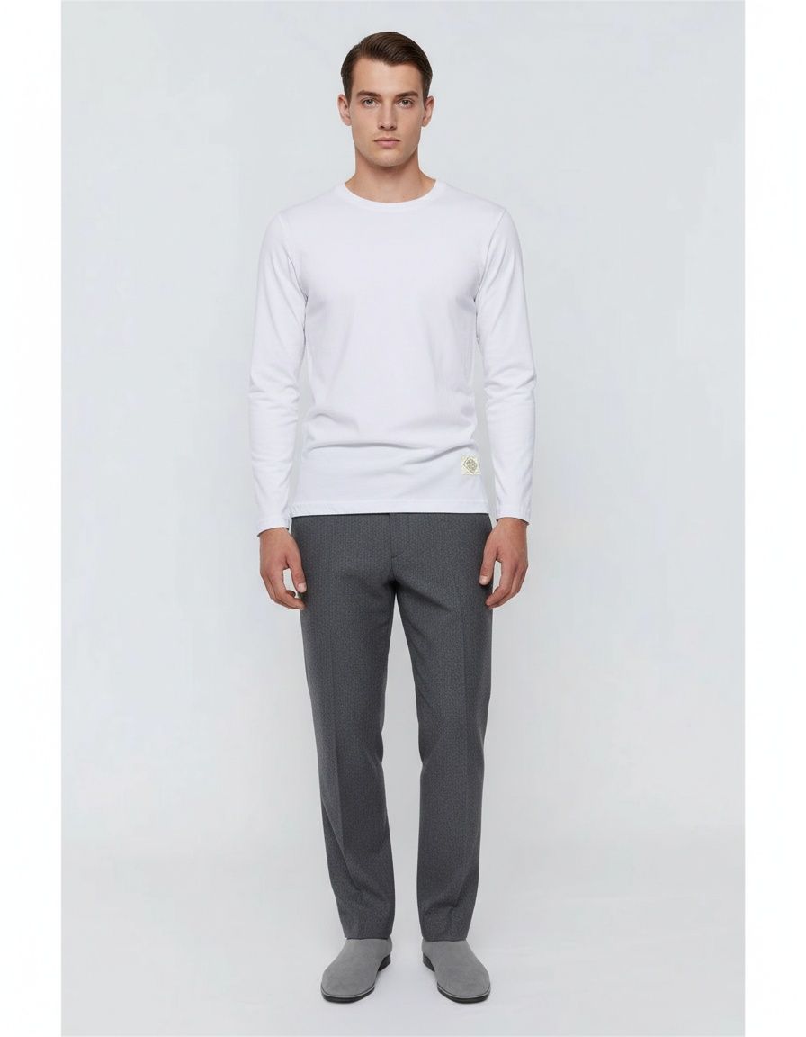 Casual Round Neck Long-Sleeved Men's T-Shirt for Sportswear