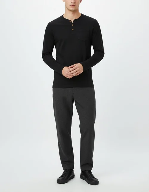 Slim Fit V-Neck Long Sleeve Men's T-Shirt for Autumn Casual Wear