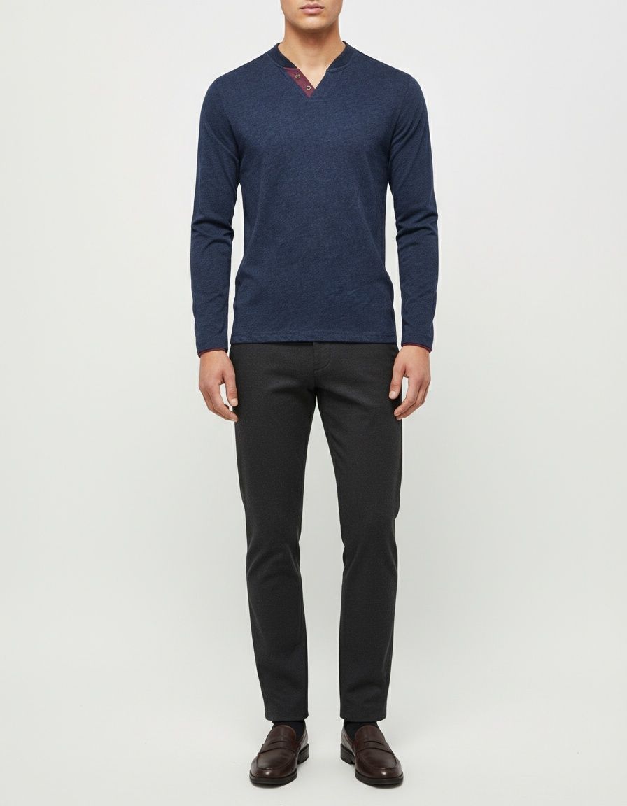 V-Neck Casual Long-Sleeve Men's T-Shirt