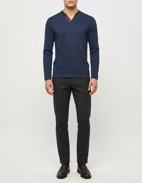 V-Neck Casual Long-Sleeve Men's T-Shirt