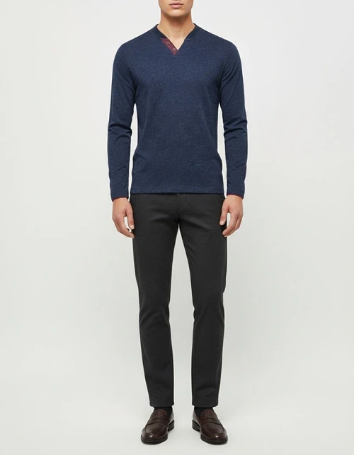 V-Neck Casual Long-Sleeve Men's T-Shirt