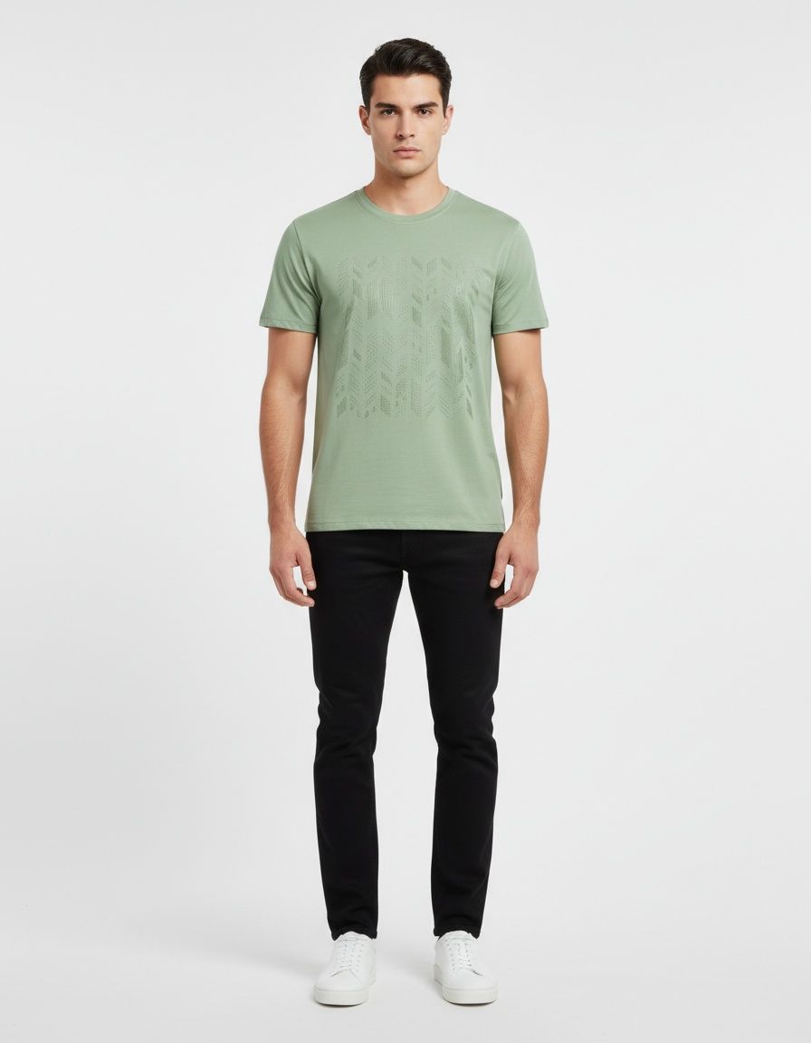 Embroidered Slim Fit Short-Sleeve Men's T-Shirt for Summer Casual Wear