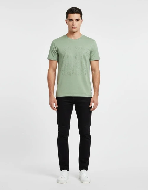 Embroidered Slim Fit Short-Sleeve Men's T-Shirt for Summer Casual Wear