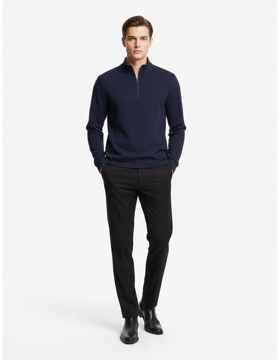 Premium Stand Collar Half-Zip Men's Sweatshirt for Casual Winter Wear