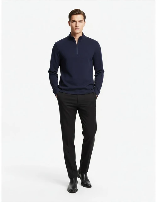 Premium Stand Collar Half-Zip Men's Sweatshirt for Casual Winter Wear