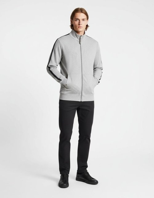 Felpa da uomo autunno/inverno con collo alto e zip, a blocchi di colore, ideale per il tempo libero.