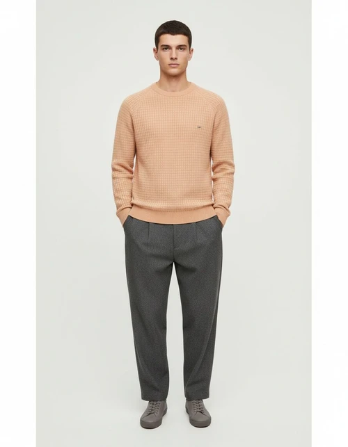 Plaid Knit High-Elastic Long-Sleeve Base Layer for Men's Winter Casual Wear