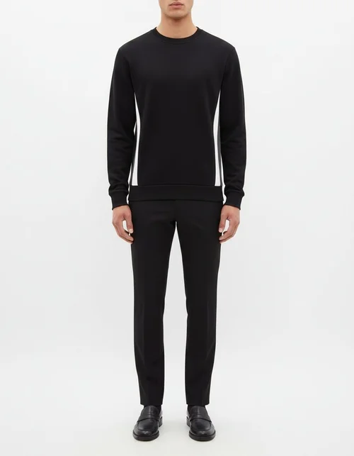 Slim Fit Patchwork Crew Neck Men's Sweatshirt for Autumn Casual Wear