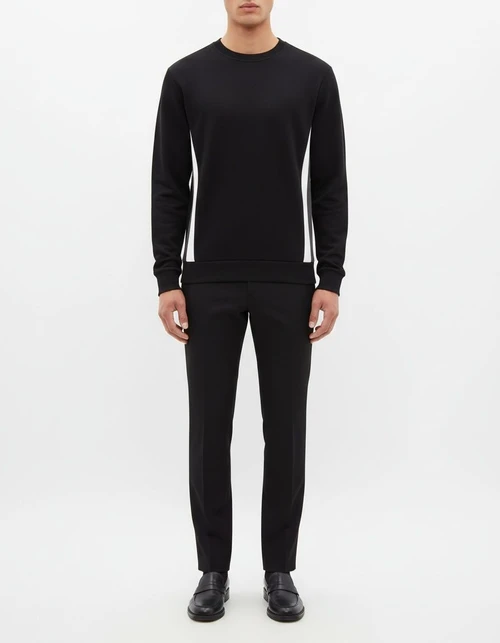 Slim Fit Patchwork Crew Neck Men's Sweatshirt for Autumn Casual Wear