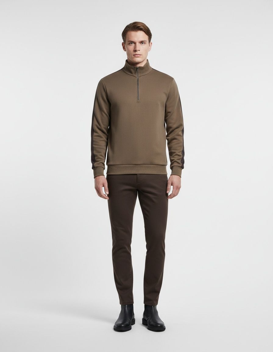 Patchwork Design Stand-Collar Autumn Men's Sweatshirt for Casual Sports