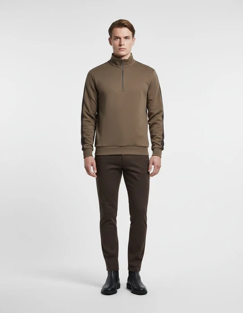 Patchwork Design Stand-Collar Autumn Men's Sweatshirt for Casual Sports