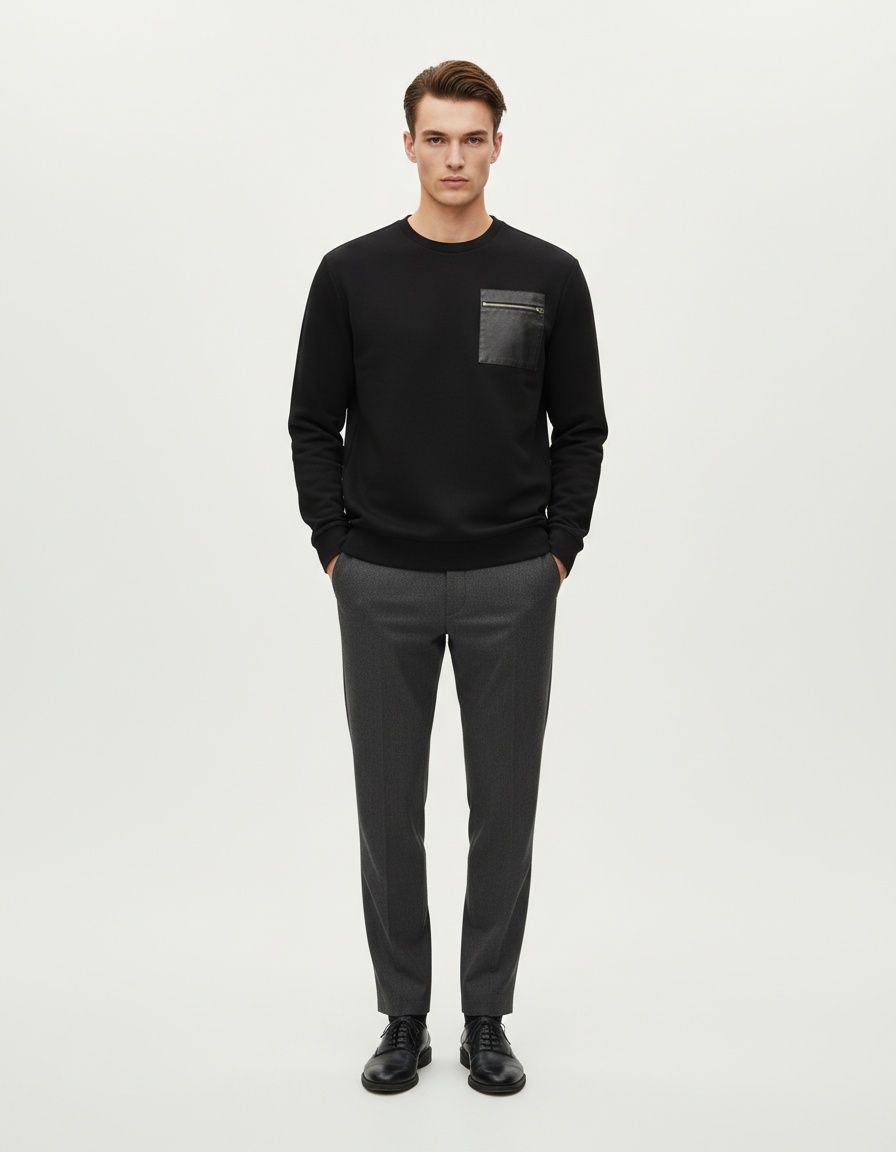 Casual Loose-Fit Crew Neck Long-Sleeved Men's Sweatshirt for Autumn Wear