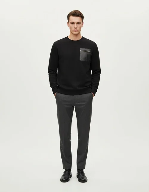 Casual Loose-Fit Crew Neck Long-Sleeved Men's Sweatshirt for Autumn Wear