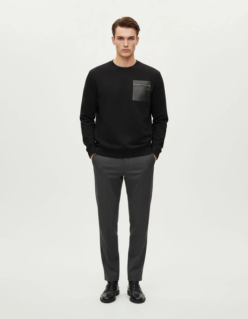 Casual Loose-Fit Crew Neck Long-Sleeved Men's Sweatshirt for Autumn Wear