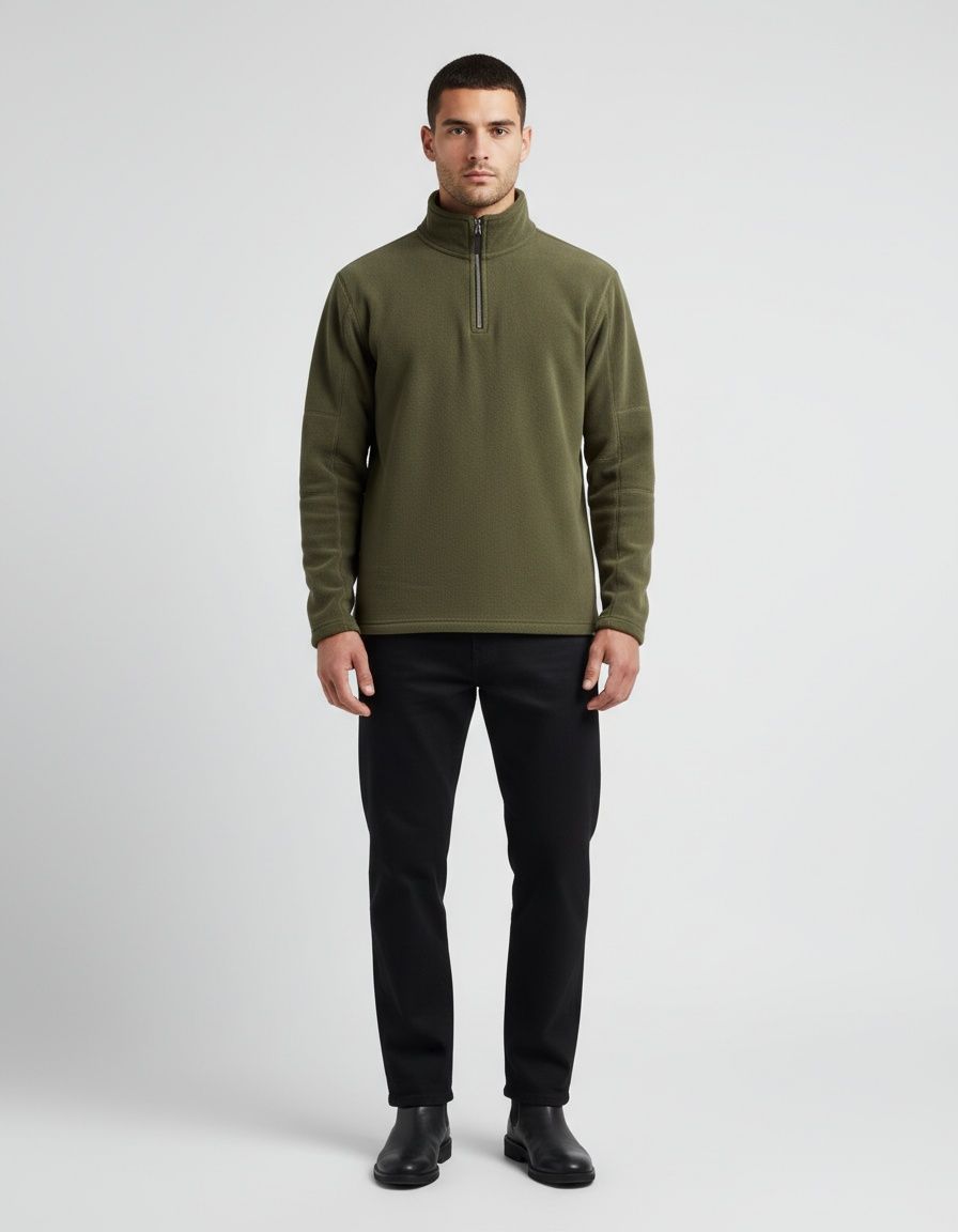 Half-Zip Stand Collar Fleece-Lined Winter Casual Sweatshirt for Men