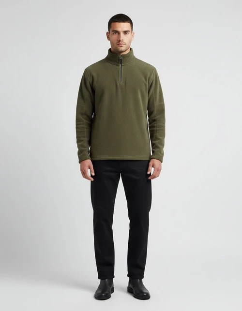 Half-Zip Stand Collar Fleece-Lined Winter Casual Sweatshirt for Men