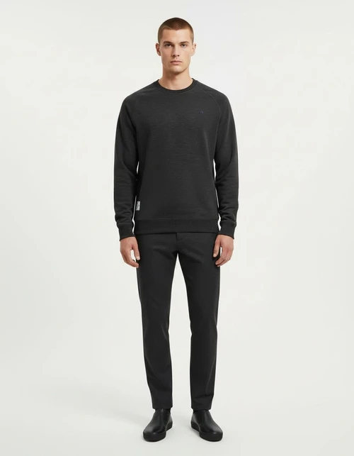 Men's Loose Fit Crew Neck Pullover Sweatshirt, Casual Solid Color Design for Spring and Autumn