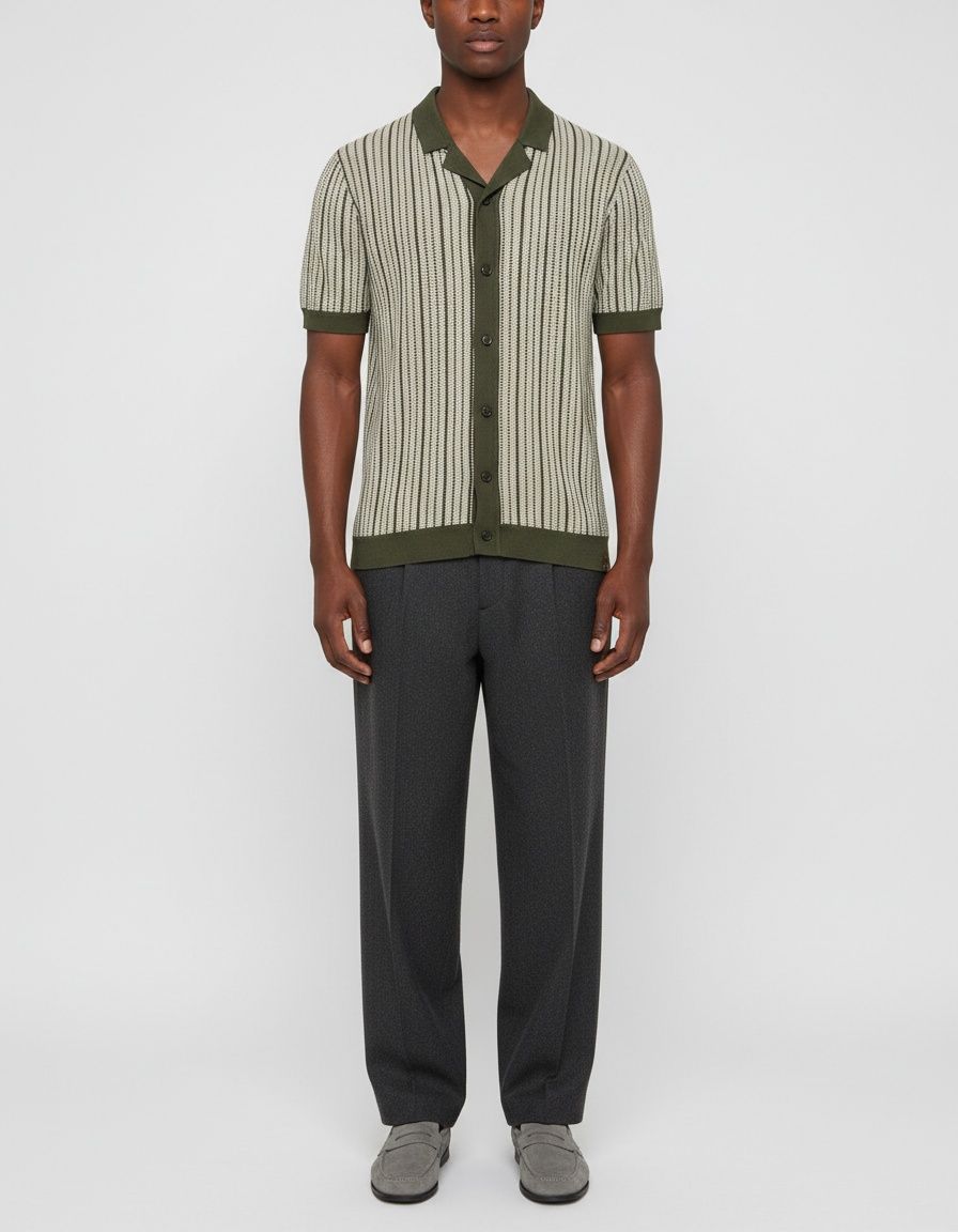 Striped Summer Business Casual Men's Polo Shirt