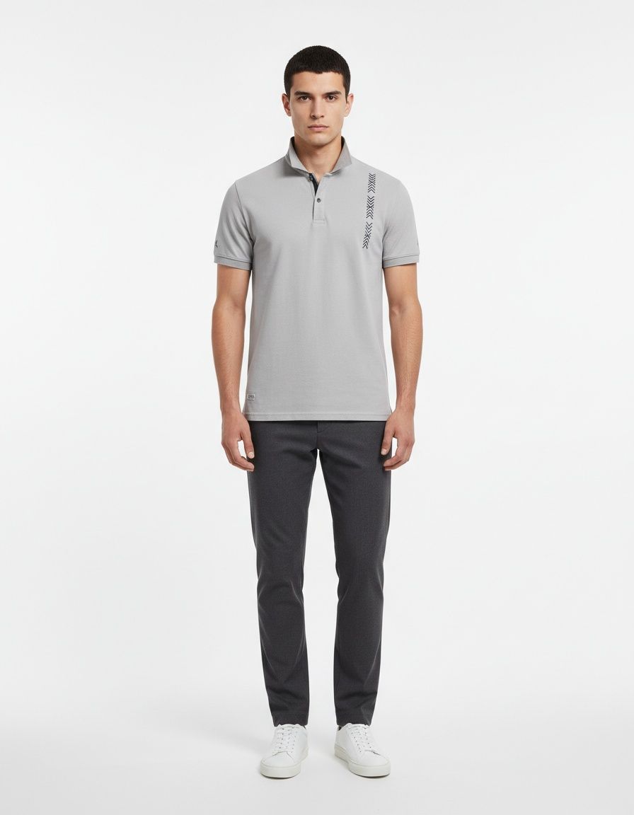 Embroidered Solid Color Short-Sleeve Men's Polo Shirt