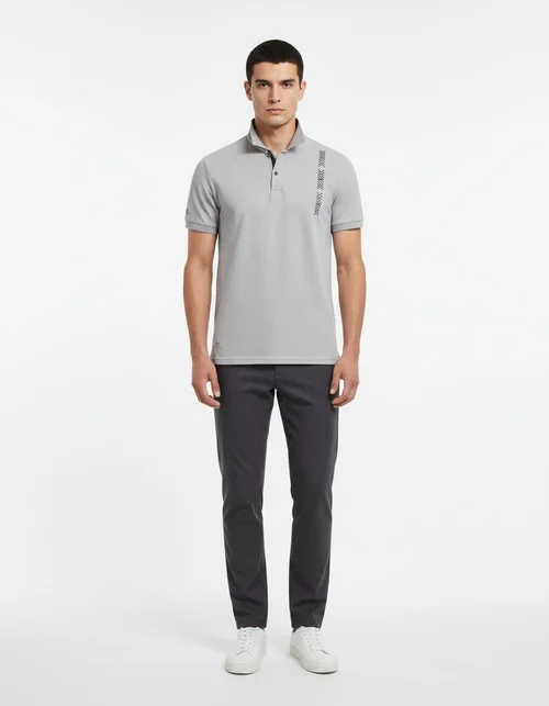 Embroidered Solid Color Short-Sleeve Men's Polo Shirt