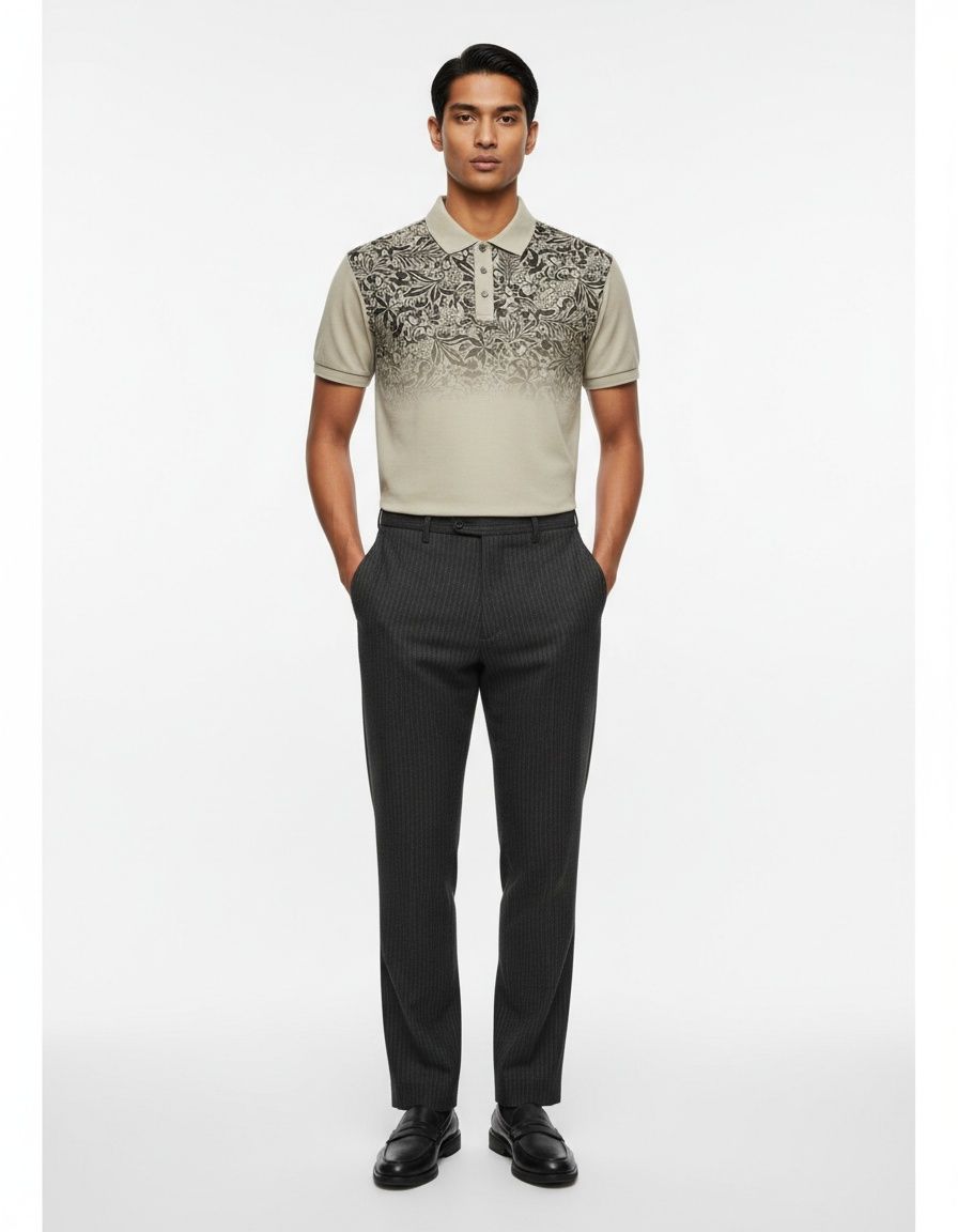 Gradient Printed Breathable Casual Men's Polo Shirt