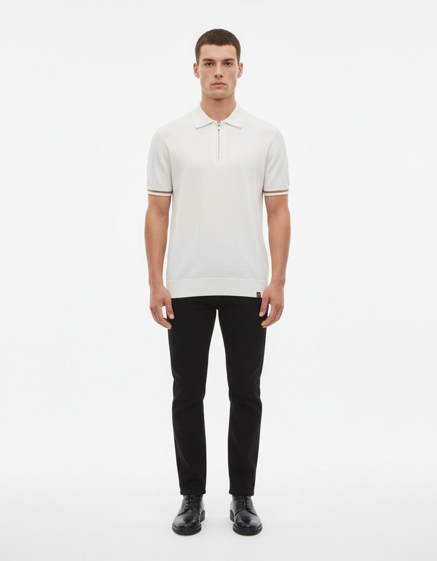 Knitted Business Casual Short Sleeve Men's Polo Shirt with Lapel Collar