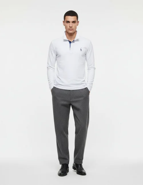 Polo shirt met lange mouwen voor heren, in een ademende, casual stijl met geborduurde details.