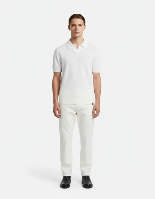 Summer Business Casual Pineapple Pattern Knitted Short Sleeve Men's Polo Shirt