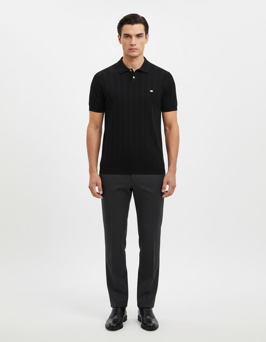 Men's Short-Sleeve Knitted Casual Polo Shirt